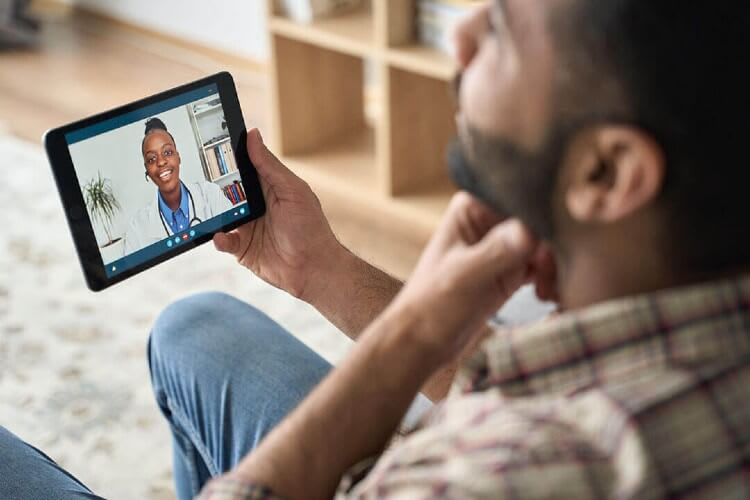 man receiving virtual care