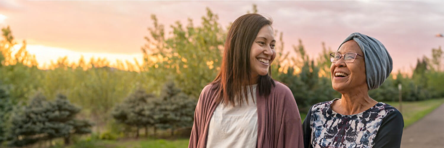 two women smiling
