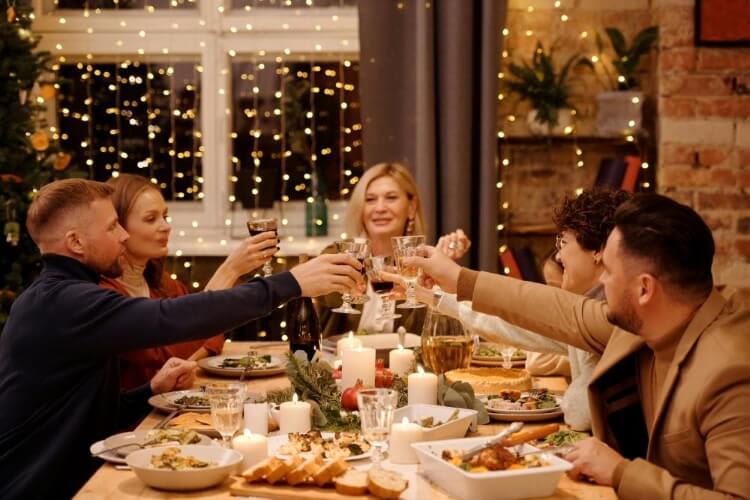 group of people enjoying a holiday meal together