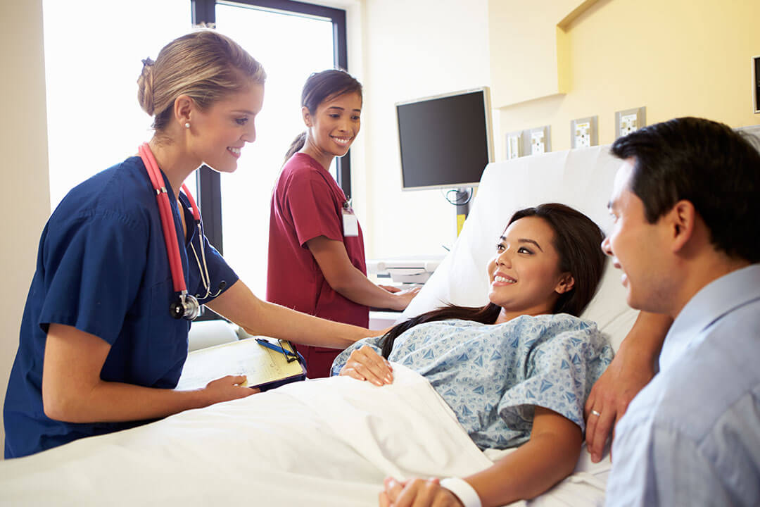 Patient in hospital bed