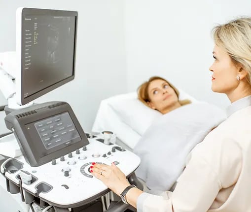 Woman getting ultrasound