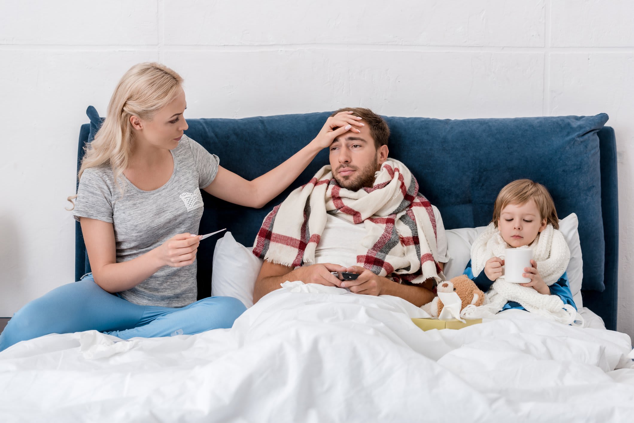 family sick in bed